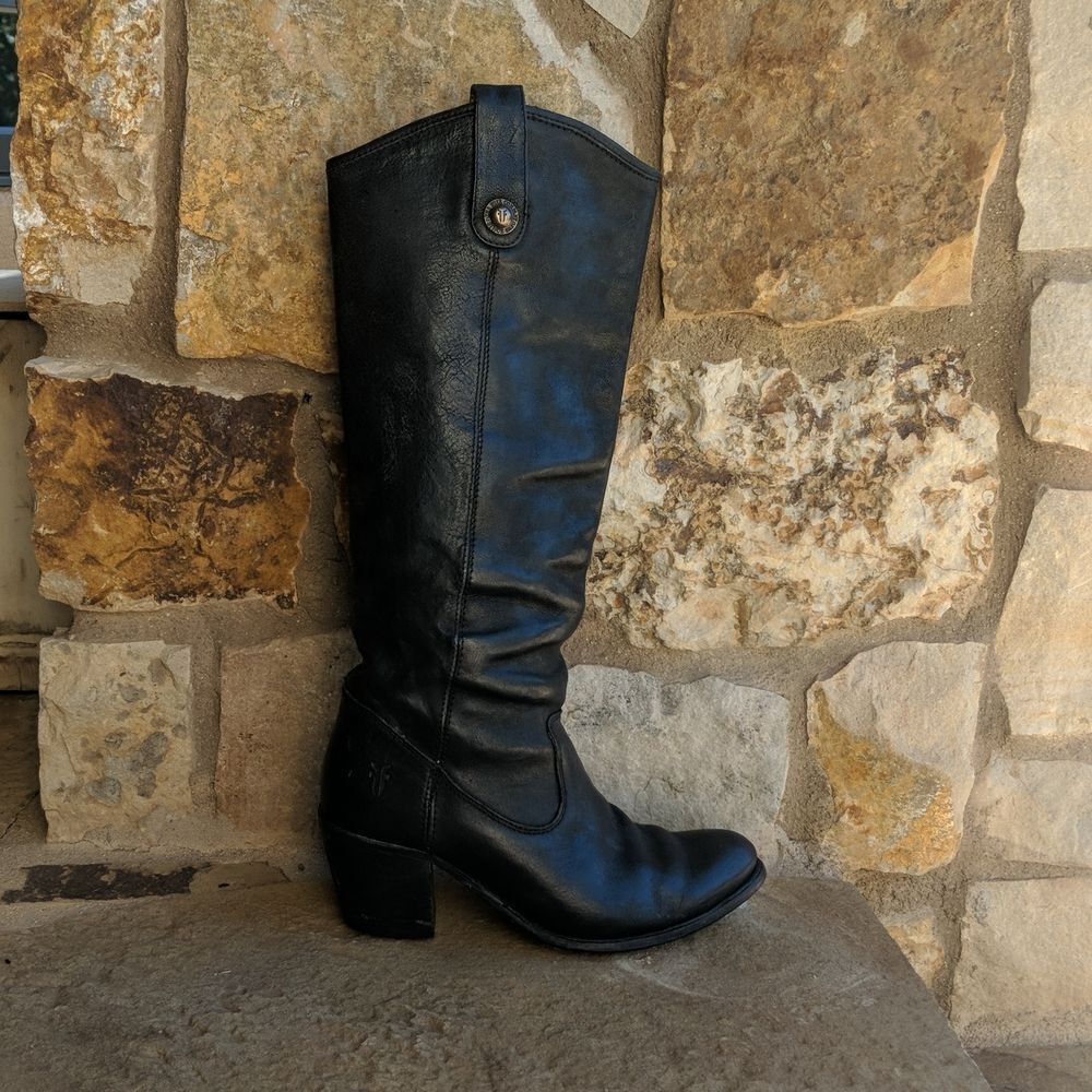 Frye Jackie Pull On Black ♠️Boots Tall Shaft Size 7 1/2
